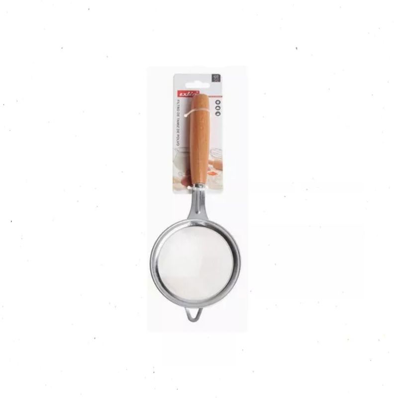 GENERICO - Colador Tamizador Acero Inoxidable Mango De Madera
