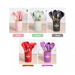 GENERICO - Set Cocina 12 Pcs Silicona Antiadherentes Gastronomicos Color Rosa