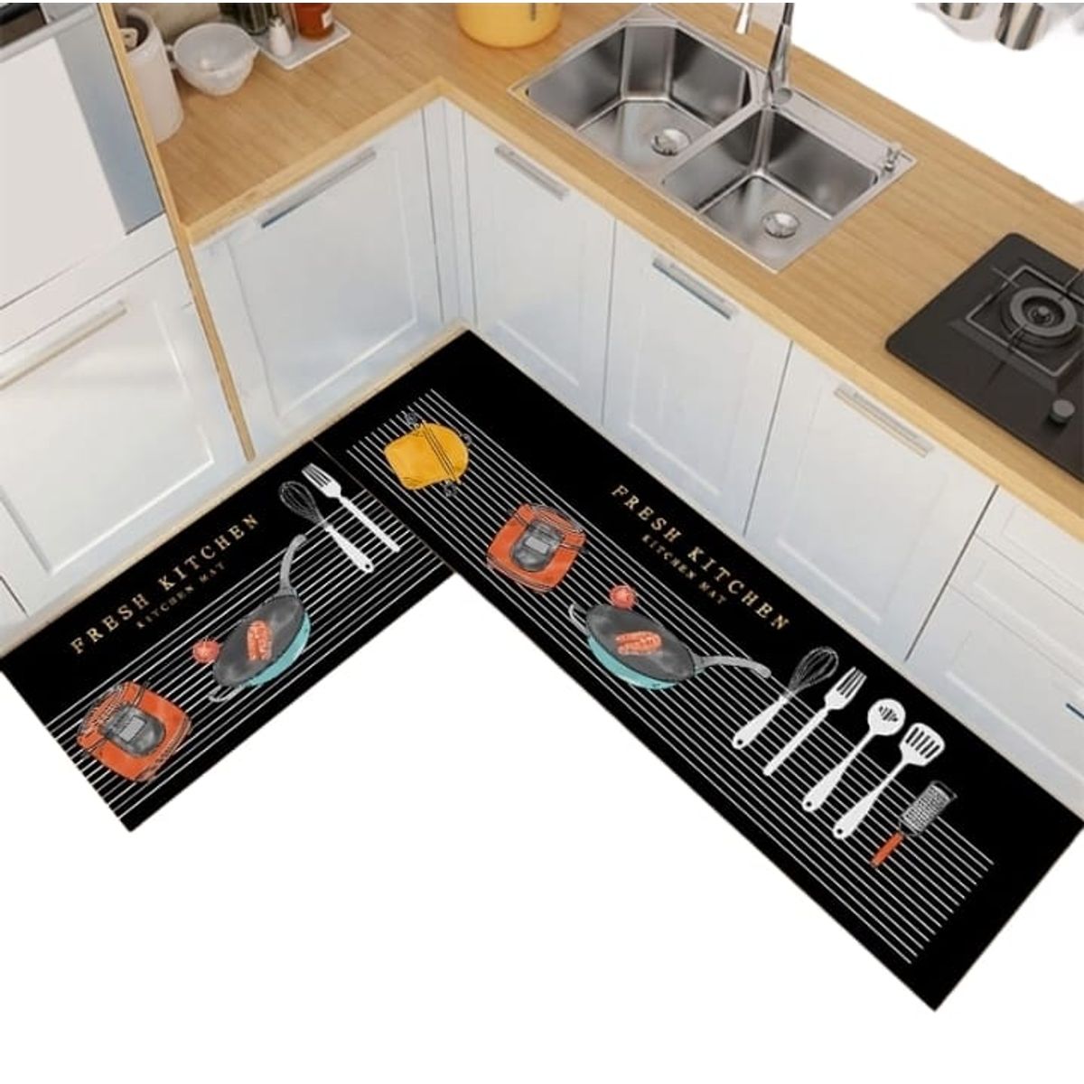 GENERICO - Pack 2 Alfombra De Cocina Antideslizante Piso Entrada De Hogar