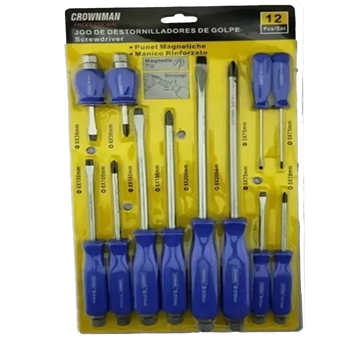 GENERICO - Set Destornillador De Golpe 12 piezas