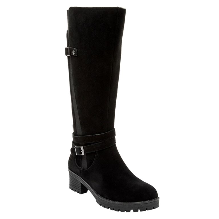 Bota Cuero Gamuza Mujer Negro