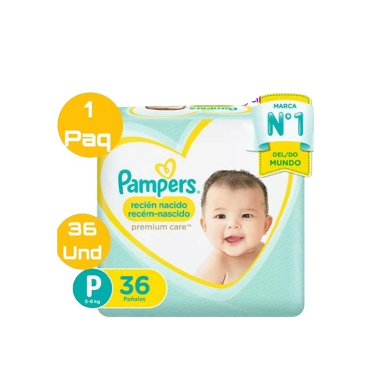 PAMPERS - Pañales Pampers Premium Care 36 Und Talla P