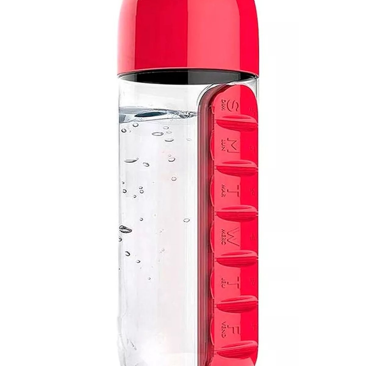 ONEDER - Botella De Agua 600ml Y Pastillero Semanal Rojo