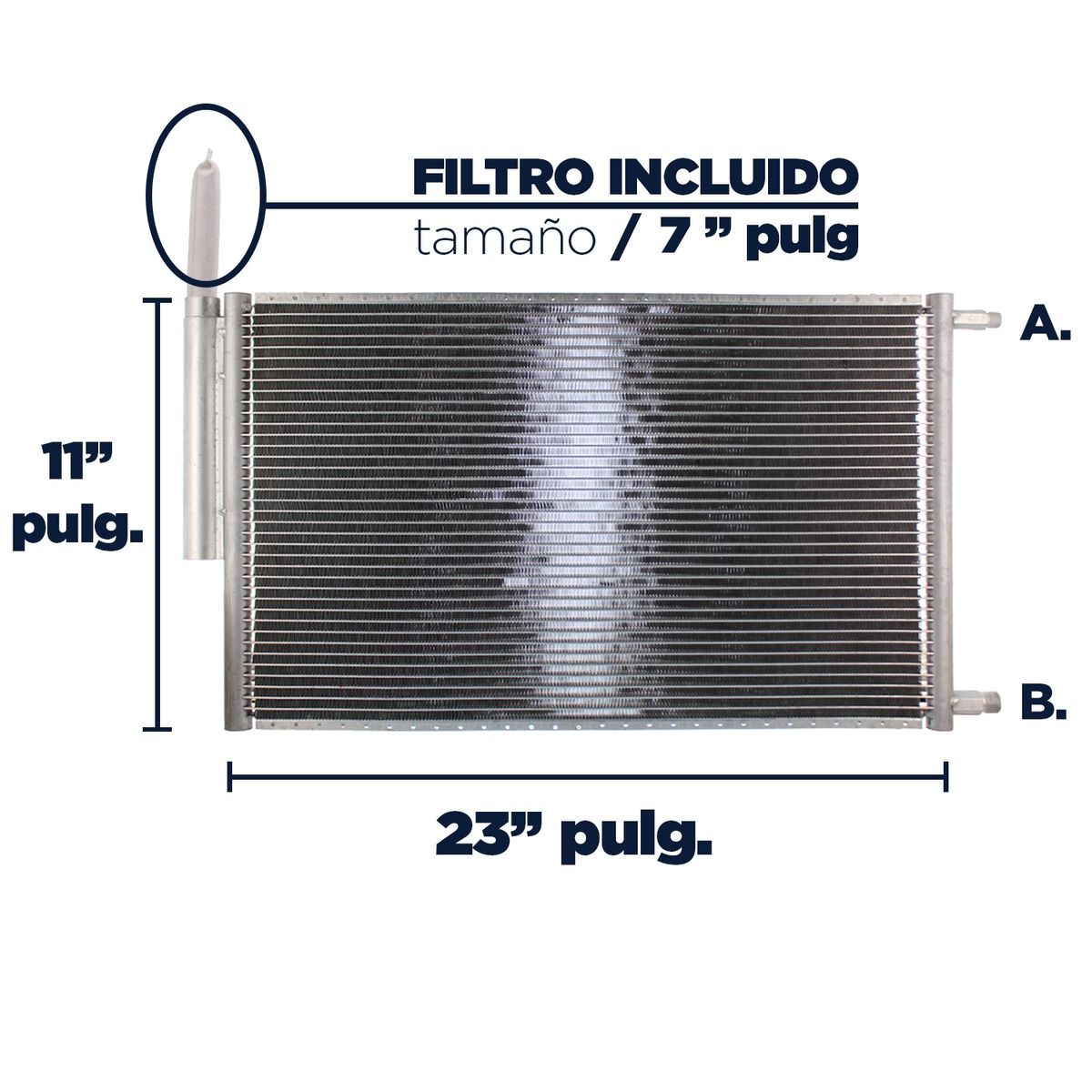 AMERICAN AIR - Condensador De Ac 11x23 Con Filtro Flujo Paralelo Universal