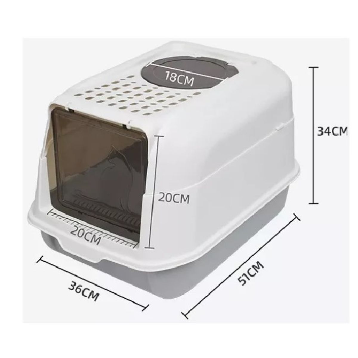 GENERICO - Arenero Cerrado O Abierto Para Gatos Funcion 2 En 1 Xl Gris.