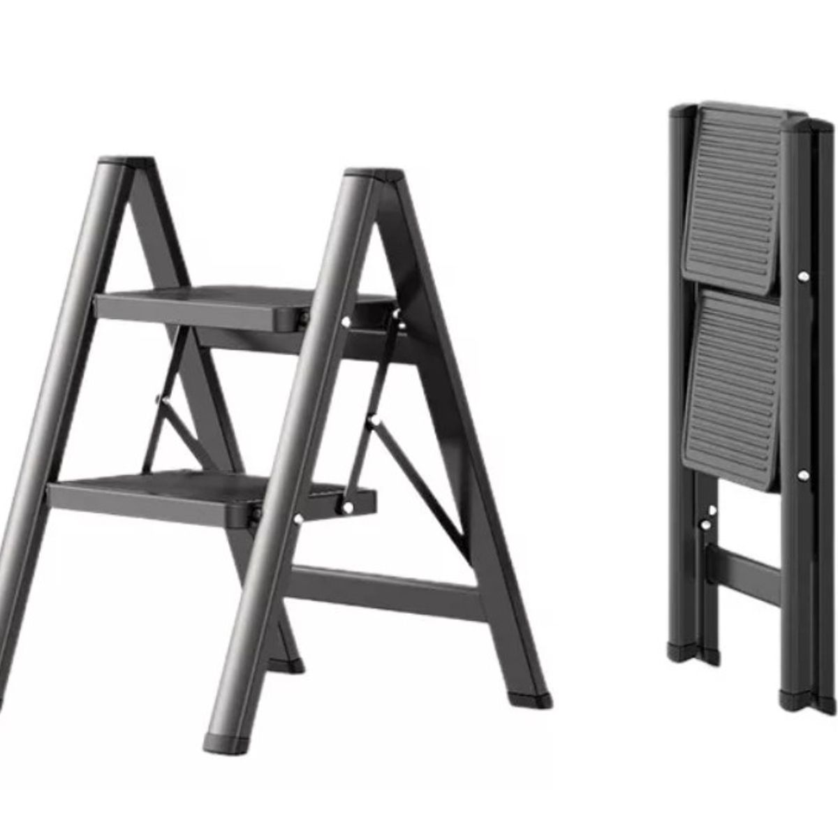 GENERICO - Escalera Plegable Ligera Acero 2 Escalones Capacidad 150kg