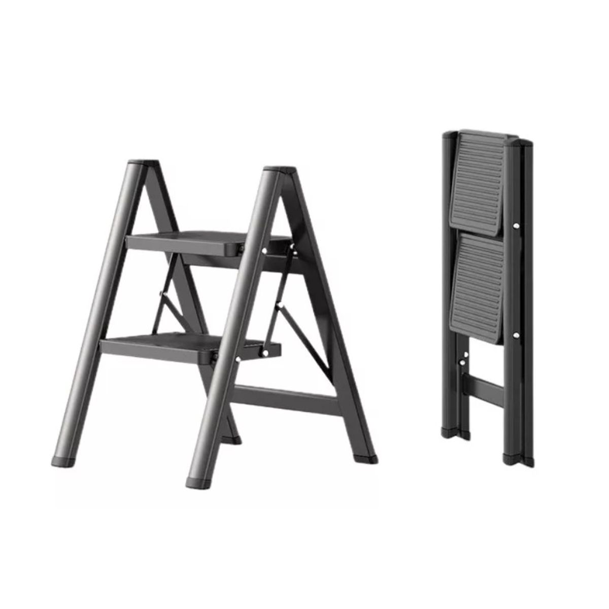 GENERICO - Escalera Plegable Ligera Acero 2 Escalones Capacidad 150kg