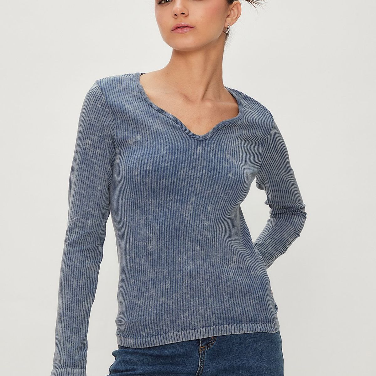 IO - Polera Manga Larga Celeste Mujer Io