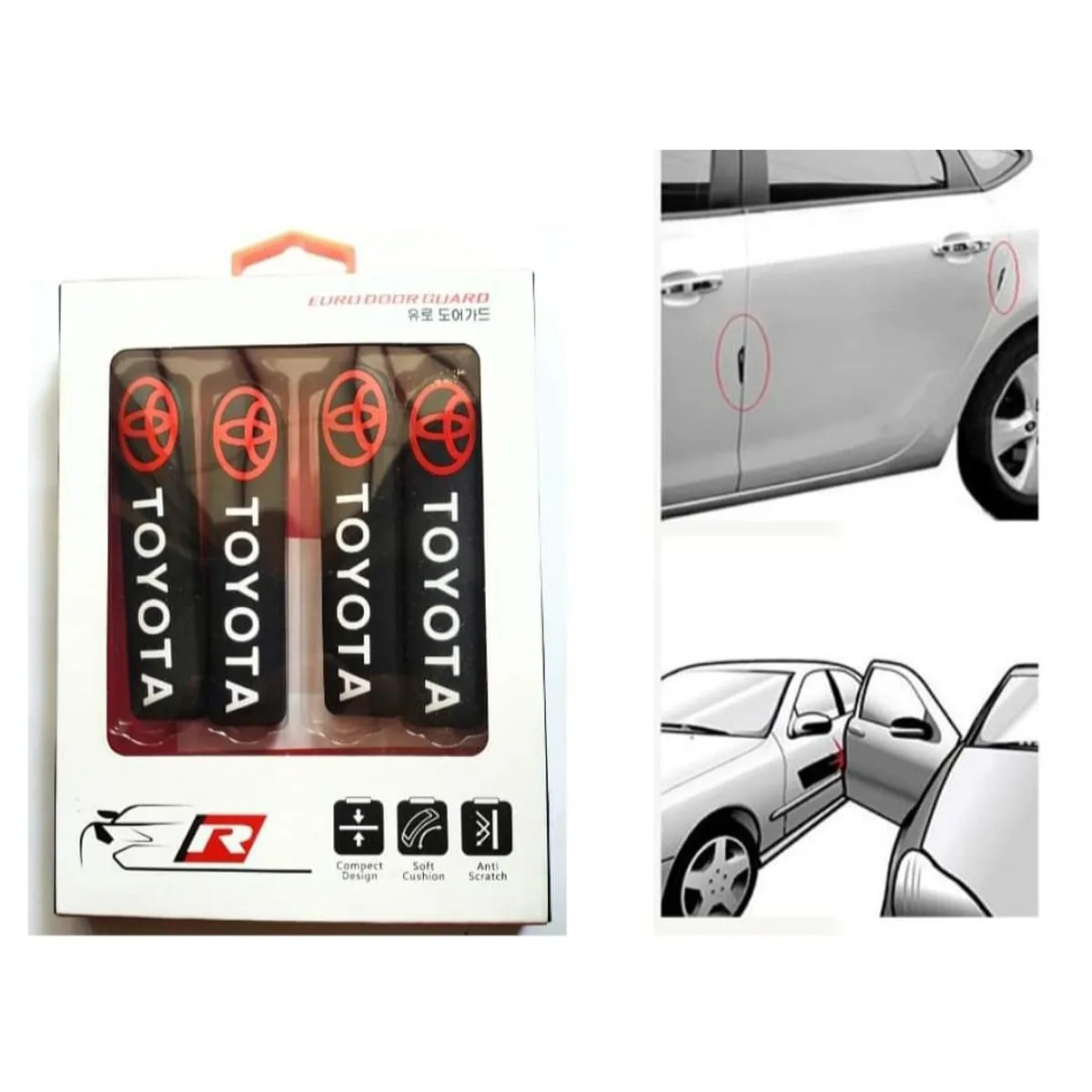 GENERICO - Tope Protector de puertas para vehículos 4 piezas TOYOTA