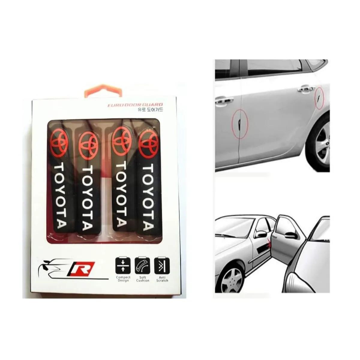 GENERICO - Tope Protector de puertas para vehículos 4 piezas TOYOTA