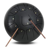 Tambor Lengua De Acero Meditación Y Yoga. 6” 11 Tonos. Negro