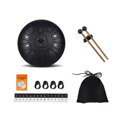 MOBII - Tambor Lengua De Acero Meditación Y Yoga. 6” 11 Tonos. Negro