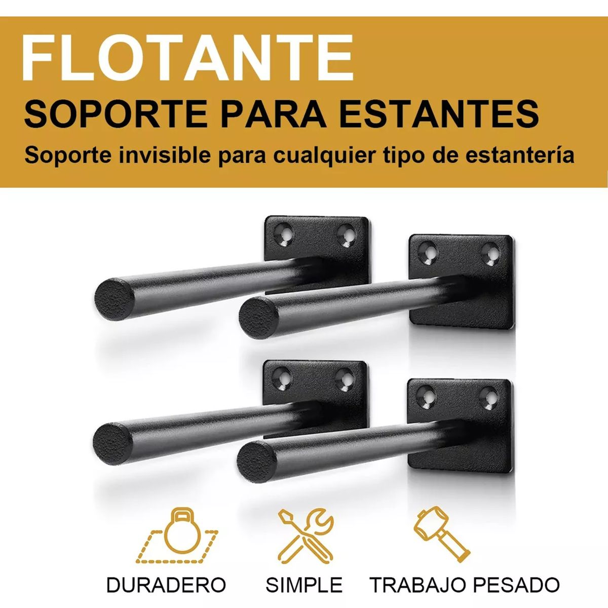 AIZO - 15cm Mensula Invisible Oculta Escuadra Para Repisa 4 Pzs