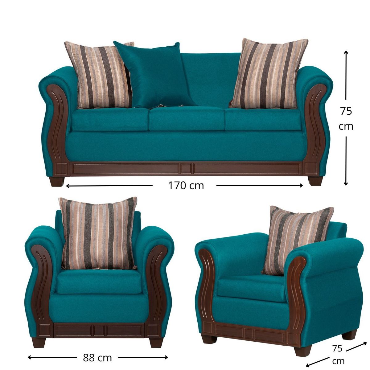 RUZAM MOBEL - LIVING ATENAS 3-1-1 TURQUESA