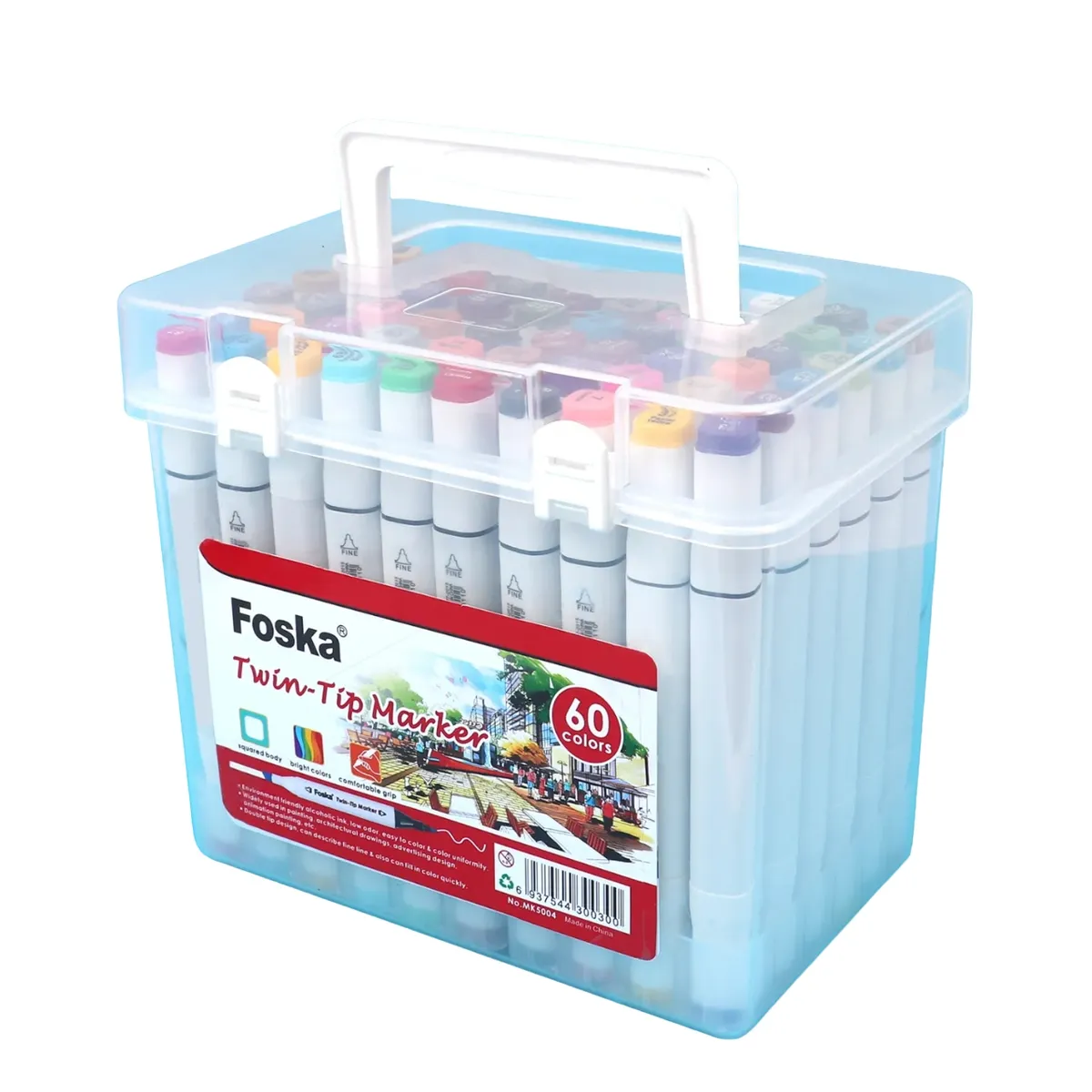 FOSKA - Set 60 marcadores doble punta colores