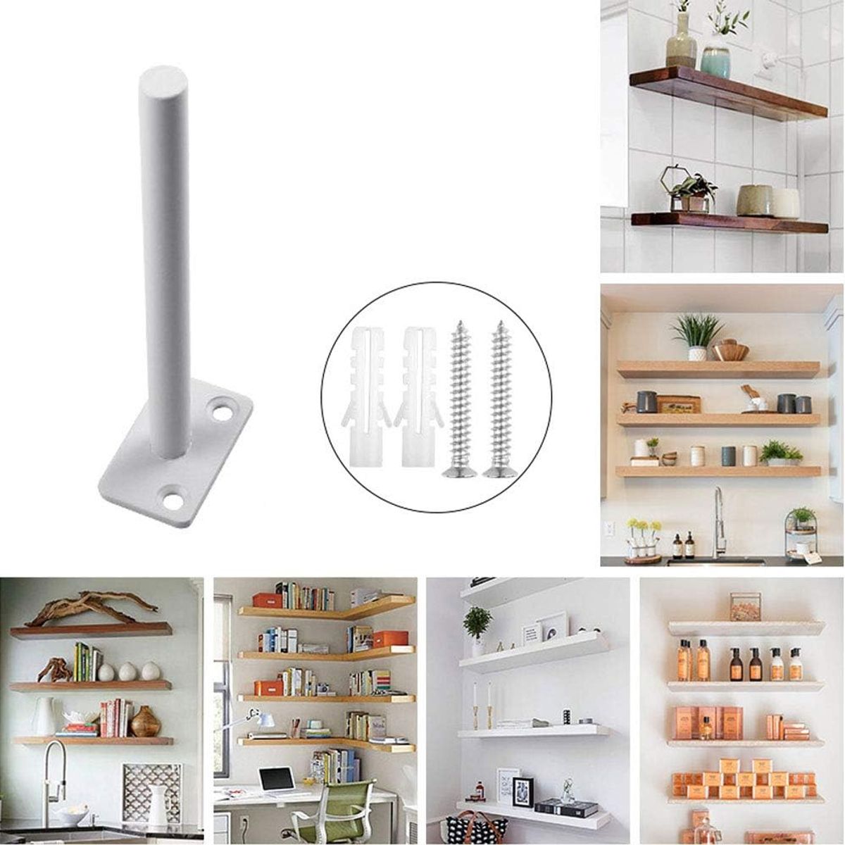 AIZO - 15cm Mensula Invisible Oculta Escuadra Para Repisa 4 Pzs blanco