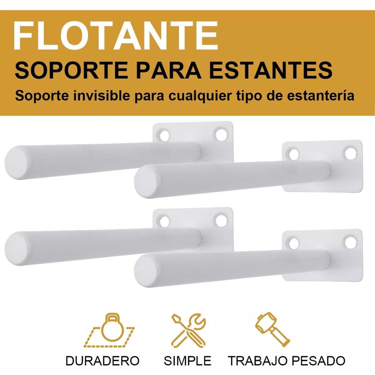 AIZO - 15cm Mensula Invisible Oculta Escuadra Para Repisa 4 Pzs blanco