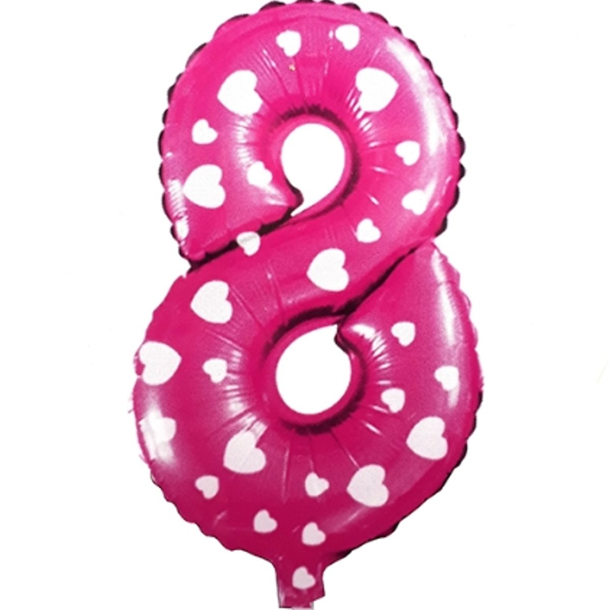 GENERICO - Globo Metálico Número 8 Rosado Corazón Blanco