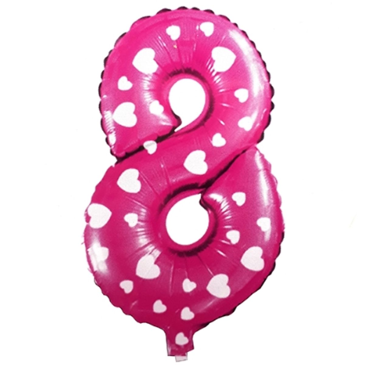GENERICO - Globo Metálico Número 8 Rosado Corazón Blanco