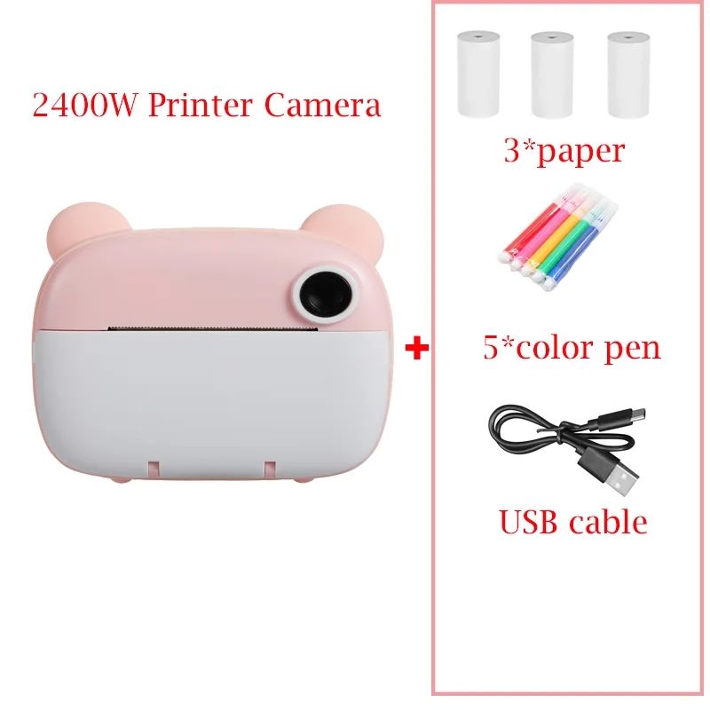 SOONPAM - Regalo Día del Niño Mini Cámara Imprimible M3 32G Rosa