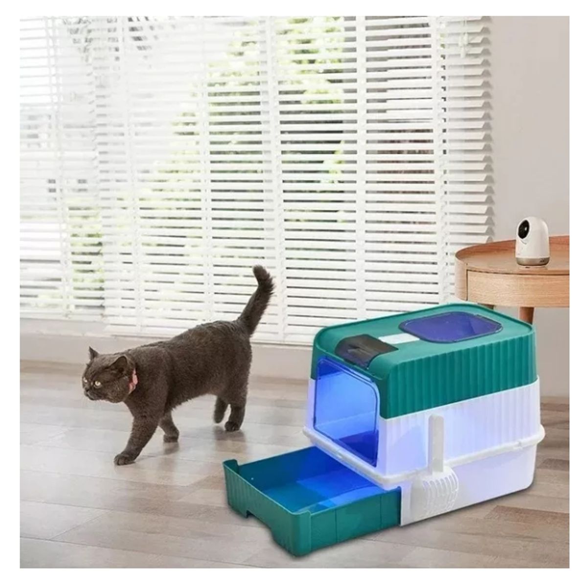 GENERICO - Arenero Para Gatos Con Bandeja Sanitaria Con Luz Led.