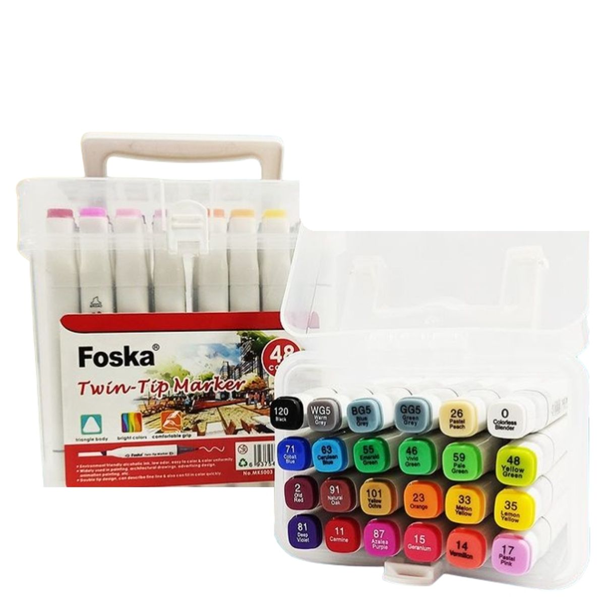 FOSKA - Set 48 marcadores doble punta colores
