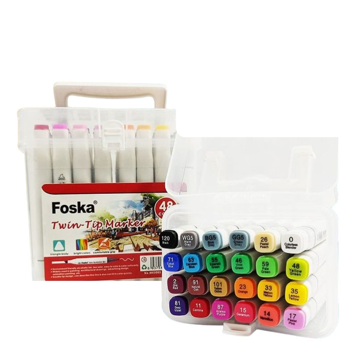 FOSKA - Set 48 marcadores doble punta colores