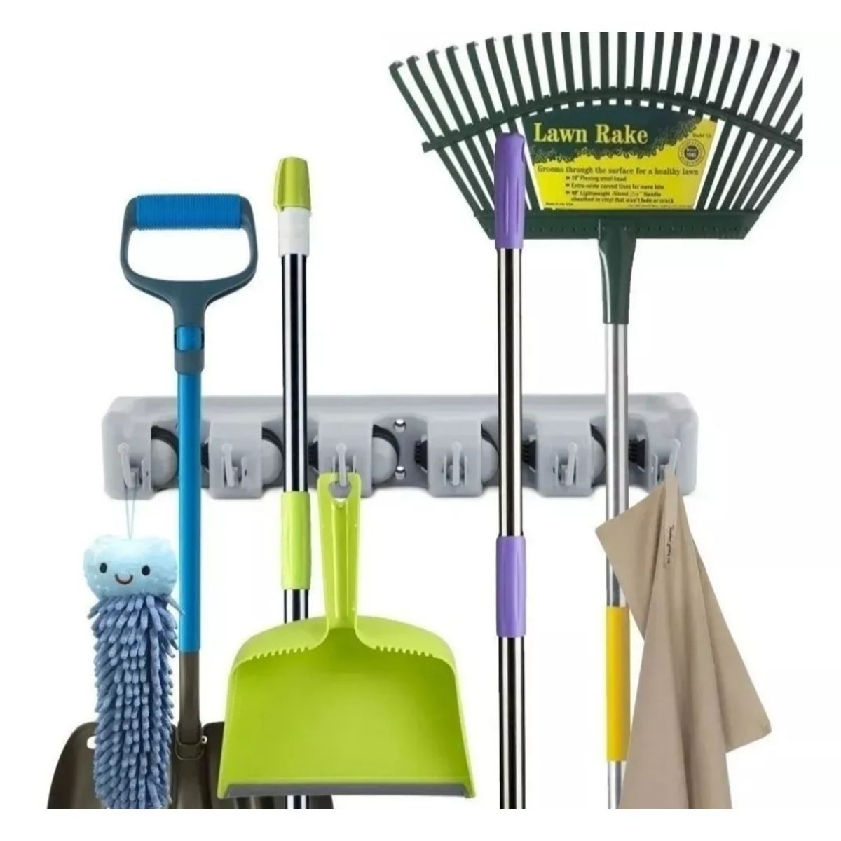 GENERICO - Colgador De Escobas Y Utiles De Aseo Con Ganchos Organizador