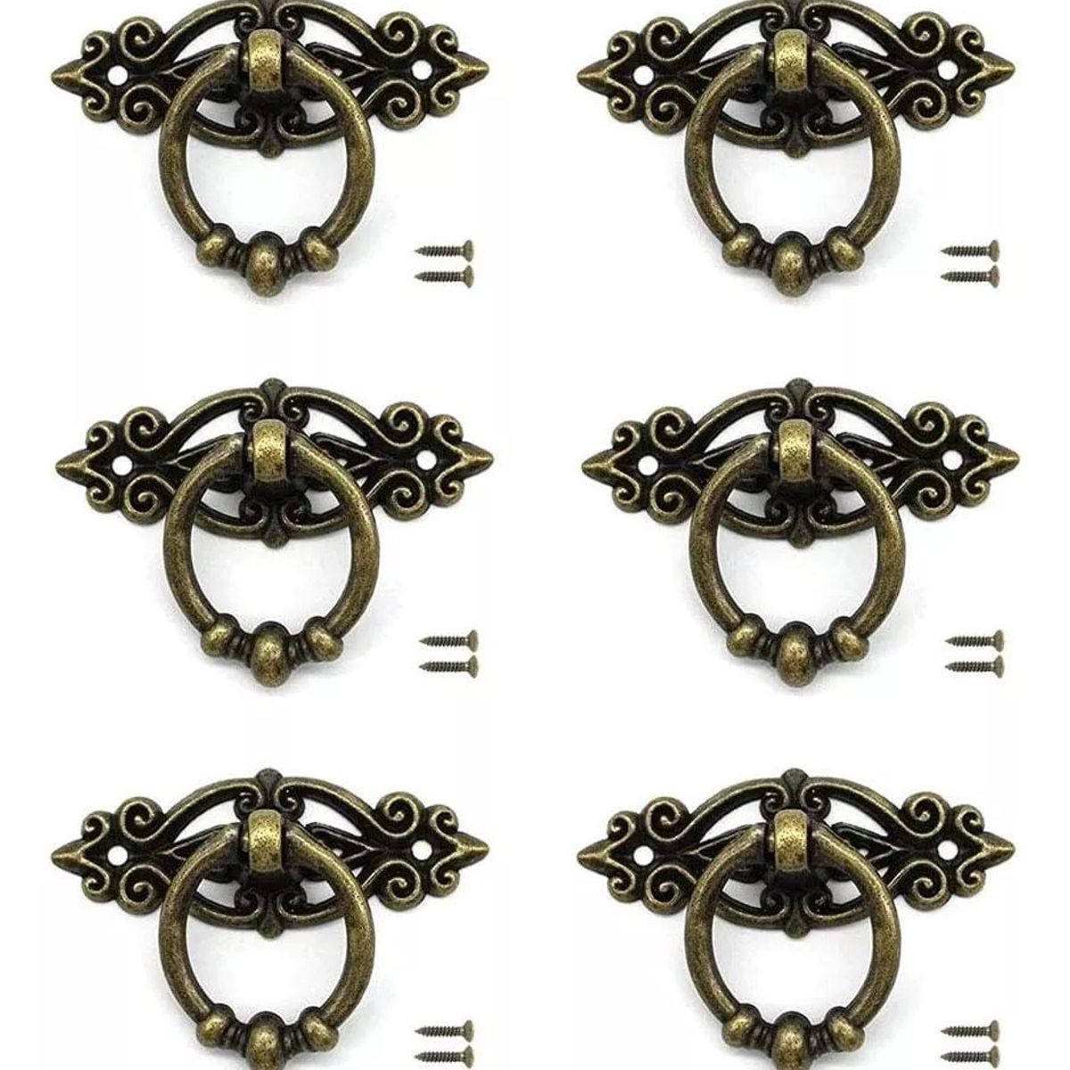 KUANGYE - 6 Unid Tiradores Cajón Mueble Manilla Con Tornillos Antiguo