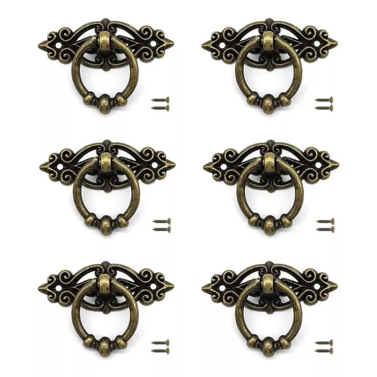 KUANGYE - 6 Unid Tiradores Cajón Mueble Manilla Con Tornillos Antiguo