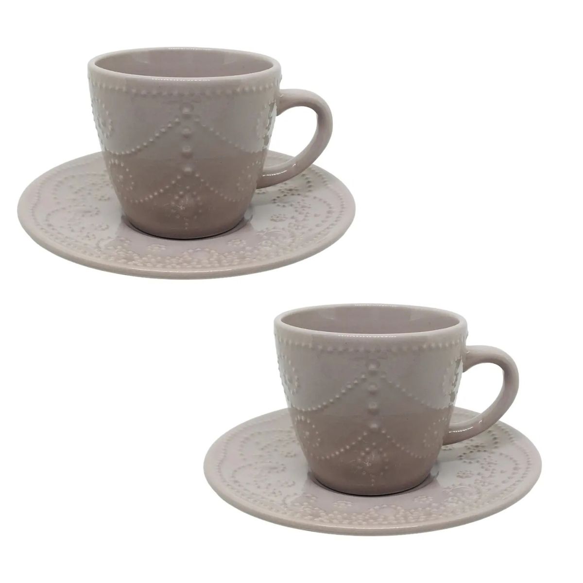 HERRERA MAISON - Set X2 Taza Con Plato Antoinette Gris