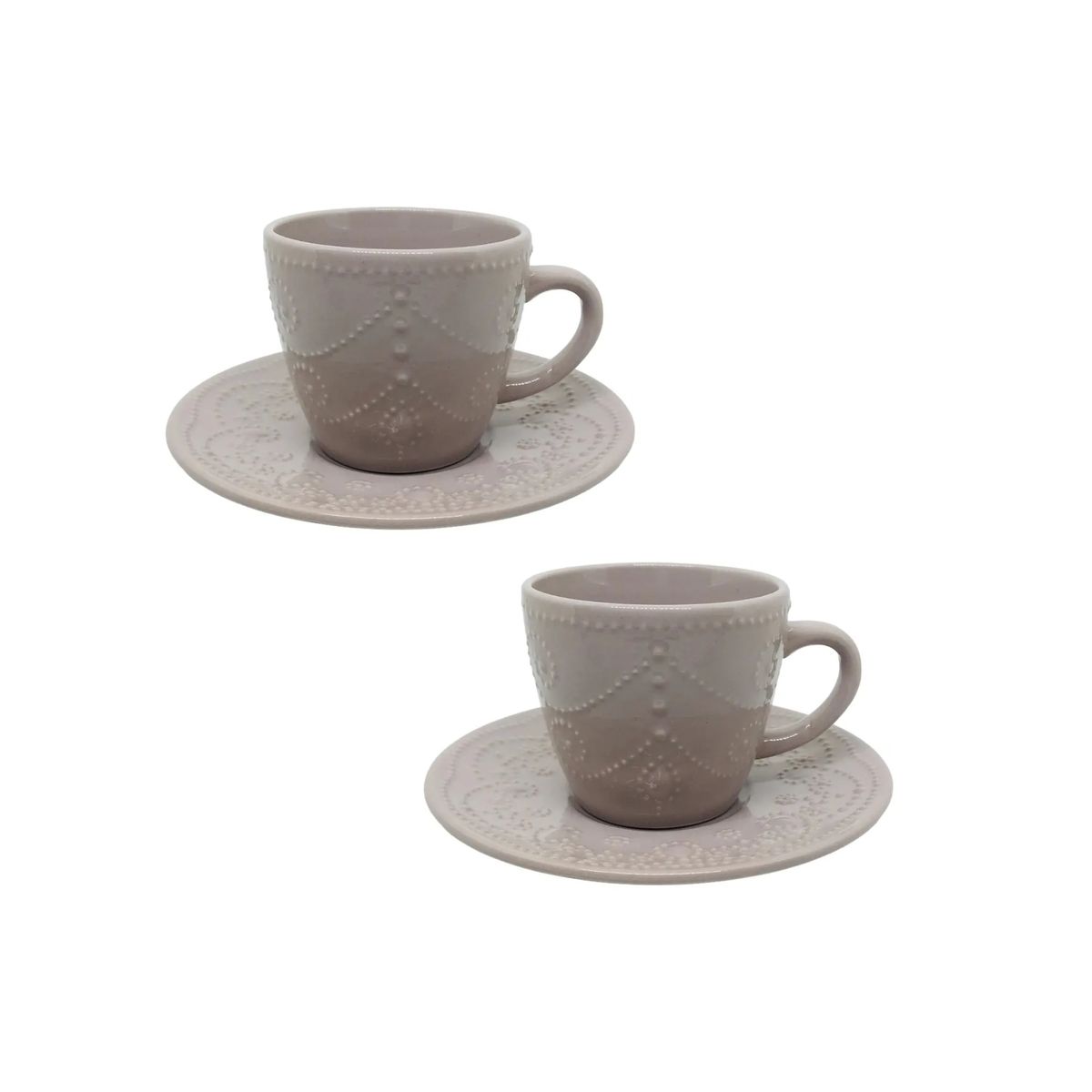HERRERA MAISON - Set X2 Taza Con Plato Antoinette Gris