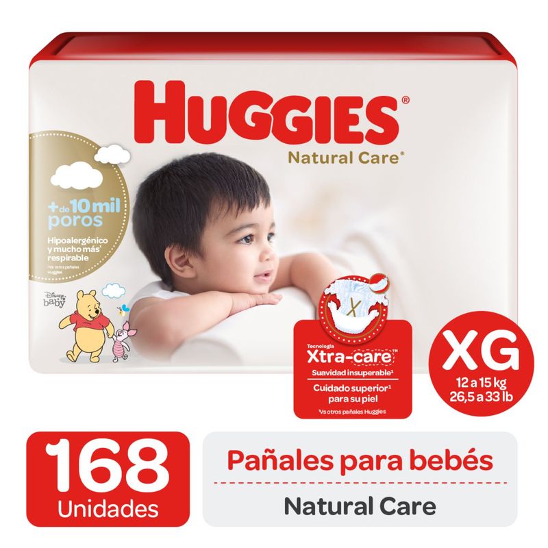 HUGGIES - Pañales Huggies Natural Care 168 un 3 paqX56 Talla XXG-
