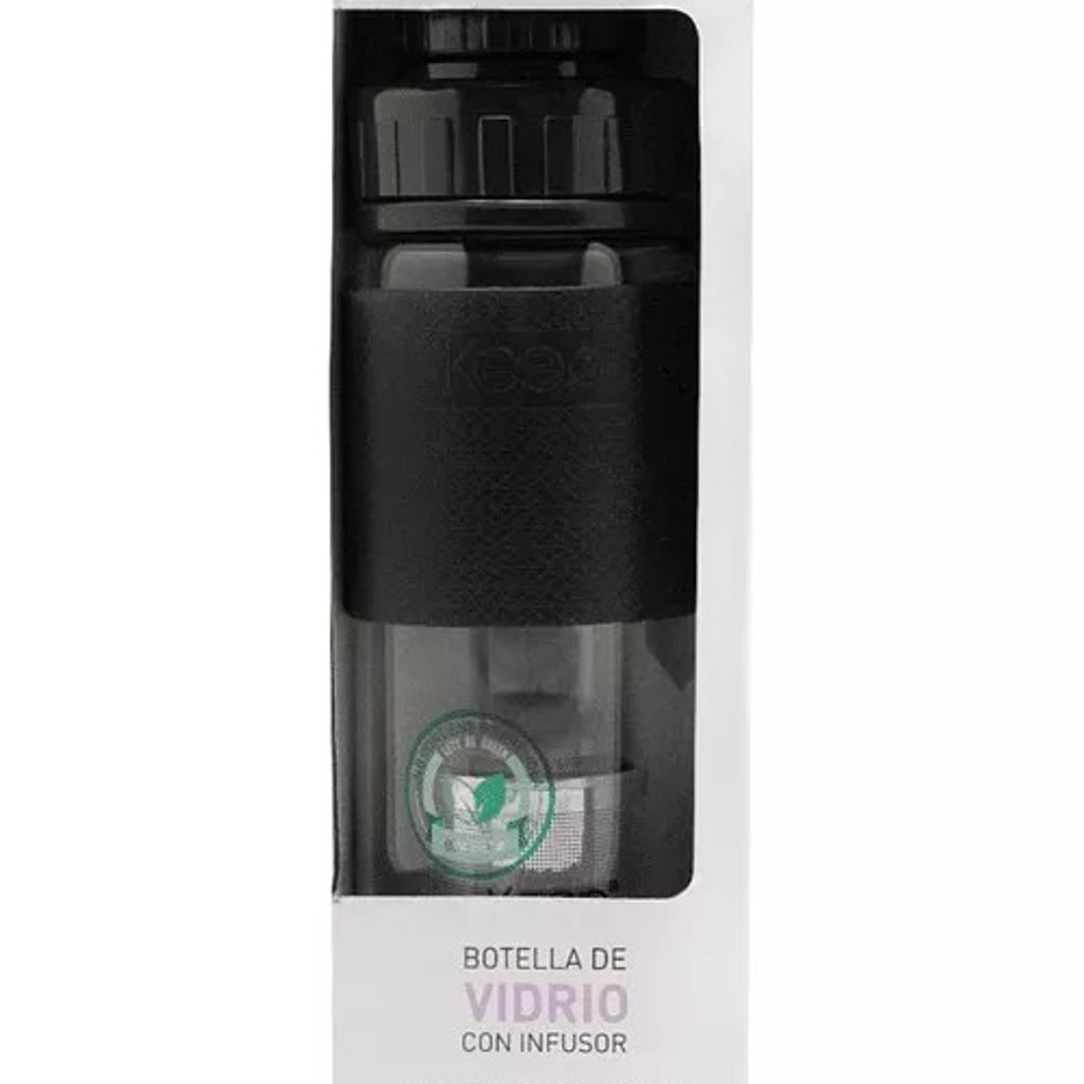KEEP - Botella Keep Vidrio Infusor Té Hierbas 410mL Deportes Negro