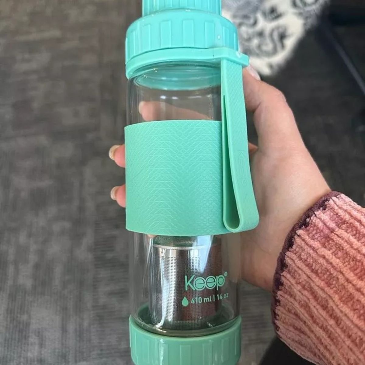 KEEP - Botella Keep Vidrio Infusor Té Hierbas 410mL Deportes Turquesa