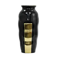 MSA MUEBLES SANTA ANA - Florero Cerámica Negro Dorado XL