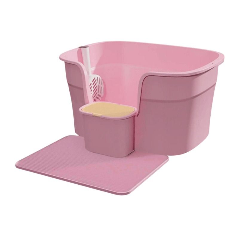 MARBEN PETS - Marbenpets Baño Semicerrado con Alfombrilla - Rosado.