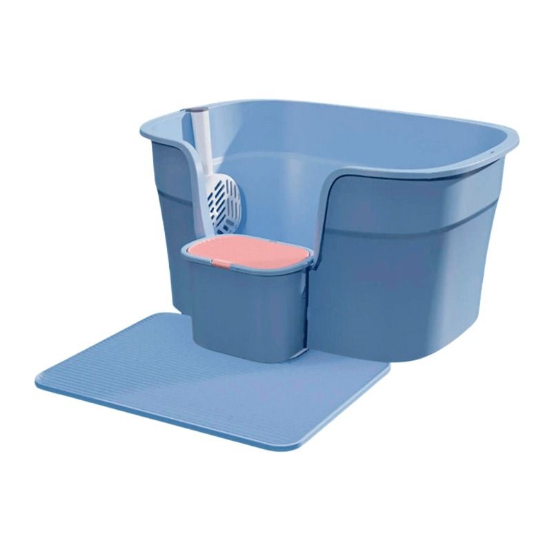 MARBEN PETS - Marbenpets Baño Semicerrado con Alfombrilla - Azul