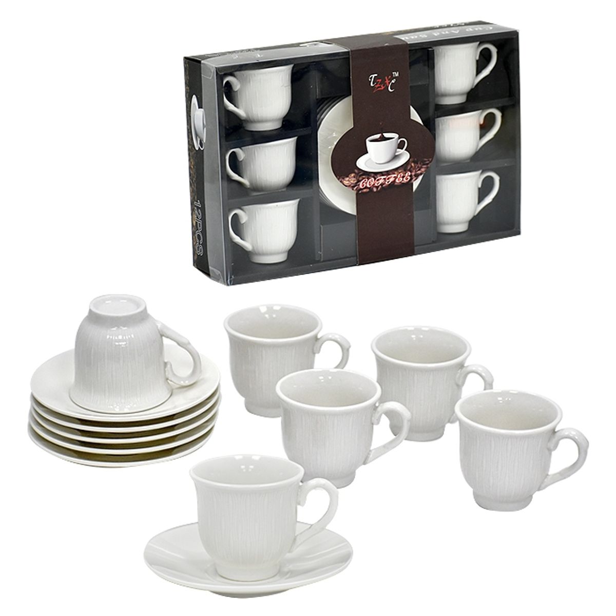 GENERICO - Set 6 Tazas Café Chico White