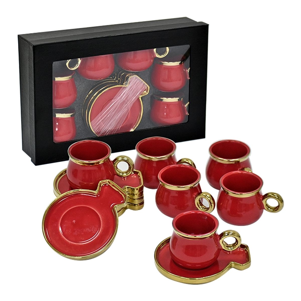 MSA MUEBLES SANTA ANA - Set 6 Tazas Café Red Gold