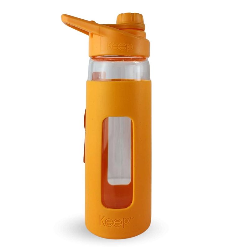 KEEP - Botella Keep 470 ml Vidrio Protector Agua Deportes Outdoor Naranja