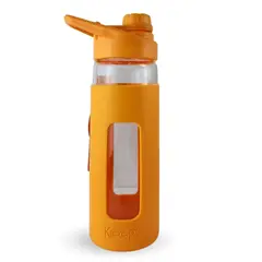 KEEP - Botella 470 ml Vidrio Protector Agua Deportes Outdoor Naranja