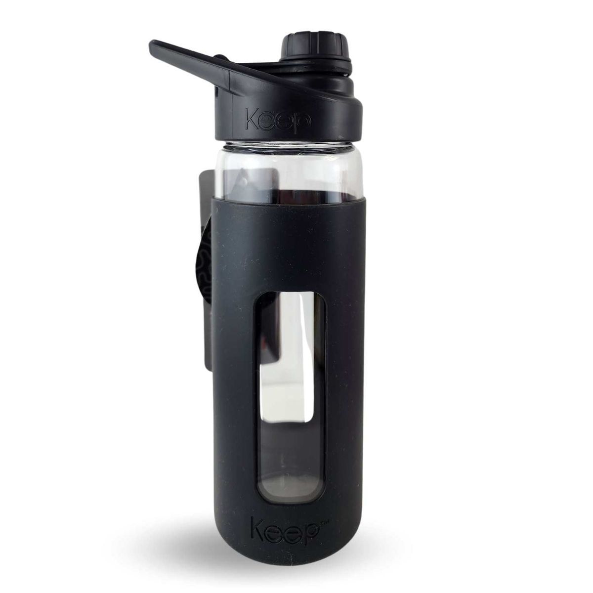KEEP - Botella Keep 470mL Vidrio Protector Agua Deportes Outdoor Negro