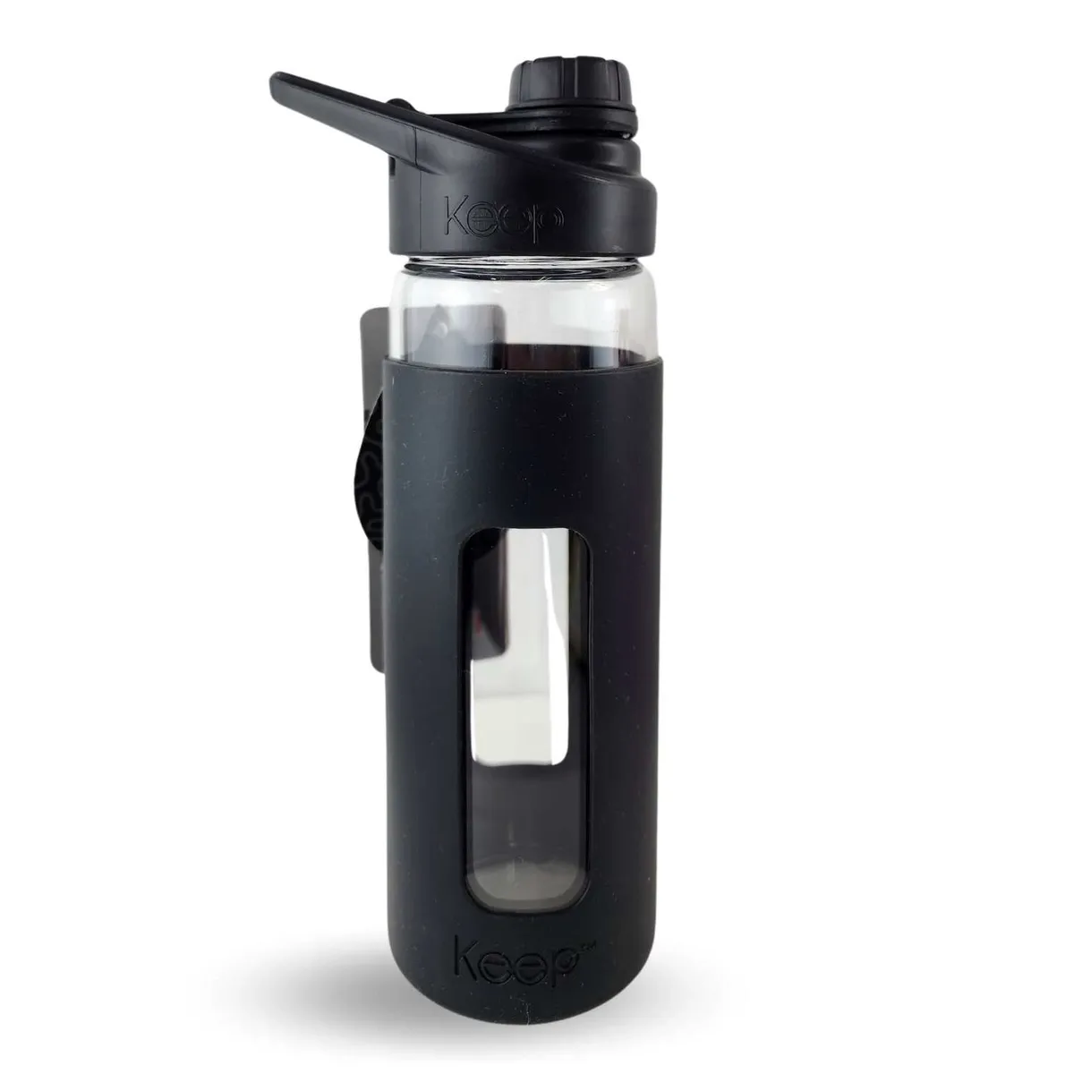 KEEP - Botella Keep 470mL Vidrio Protector Agua Deportes Outdoor Negro