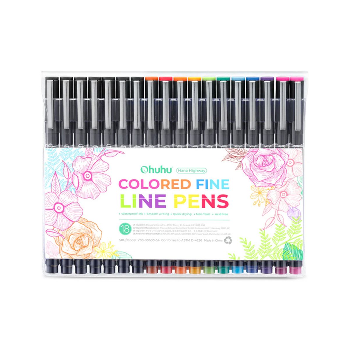 OHUHU - OHUHU HANA HIGHWAY FINELINER BOLÍGRAFOS DE DIBUJO DE 18