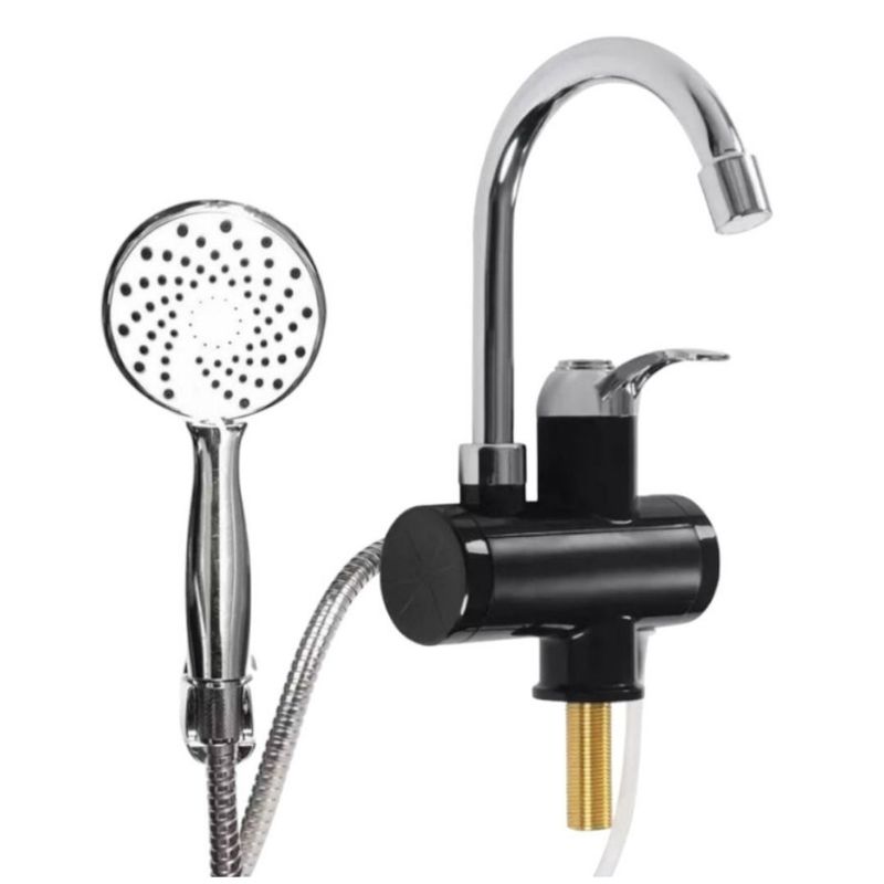 GENERICO - Grifo Calentador de Agua Eléctrico con Ducha 3000W 3seg Negro
