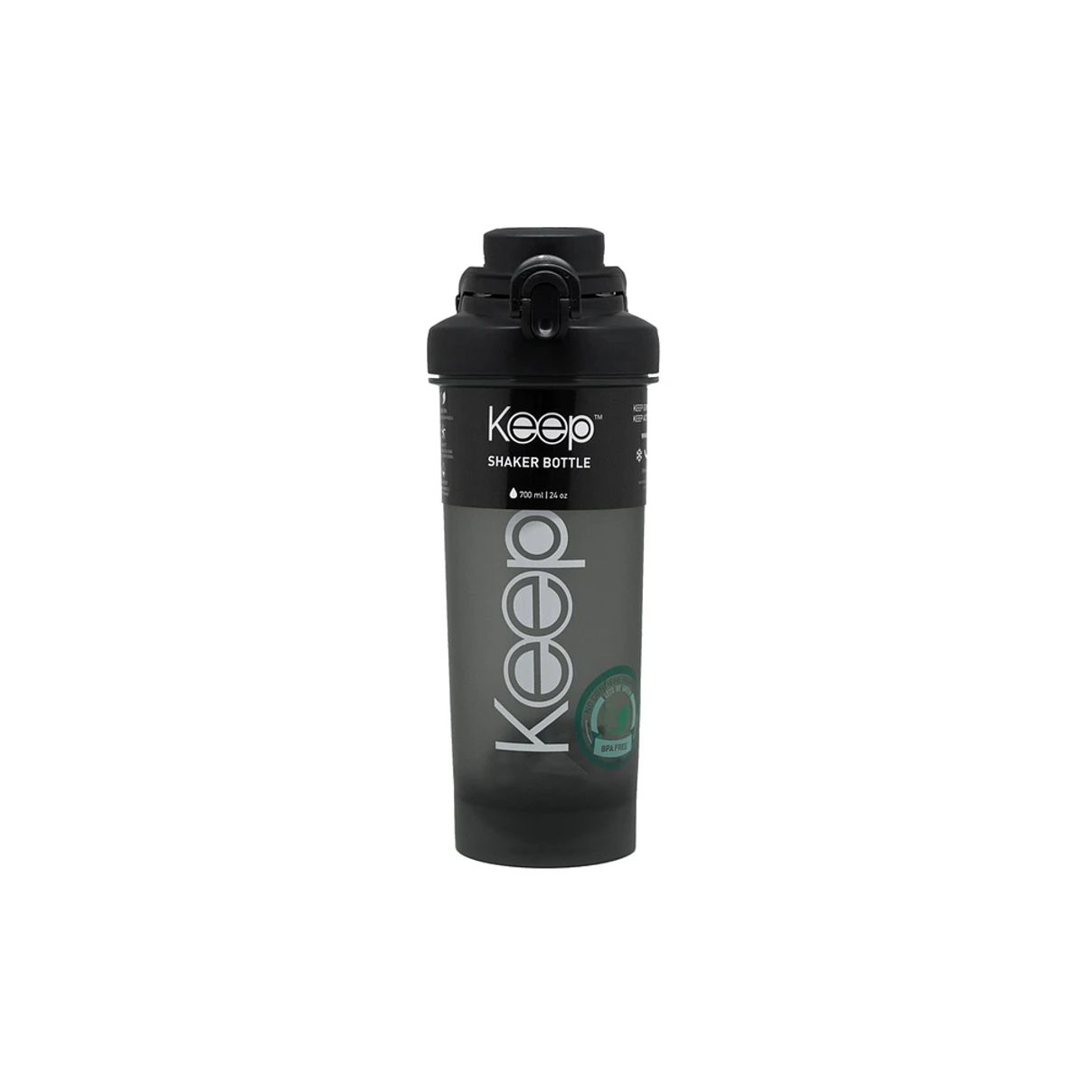 KEEP - Botella Sport Shaker 700ml Keep Outdoor Gym Gimnasio Sport Negro