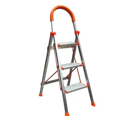 GENERICO - Escalera Plegable De Aluminio Naraja Escalones Alta Calidad