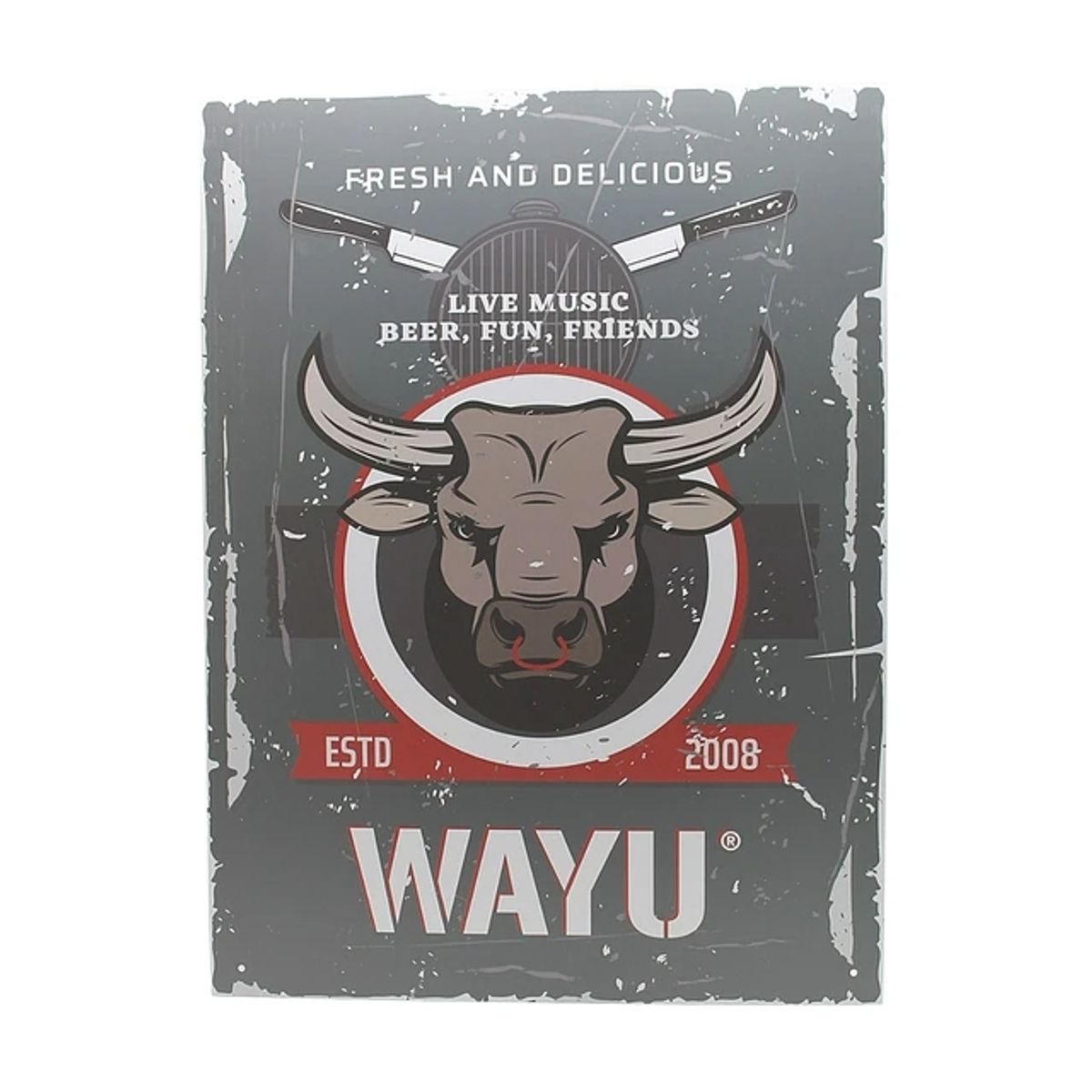 WAYU - Cuadro Bar Metálico Wayu 40x30 Toro Quincho Parrilla Bbq