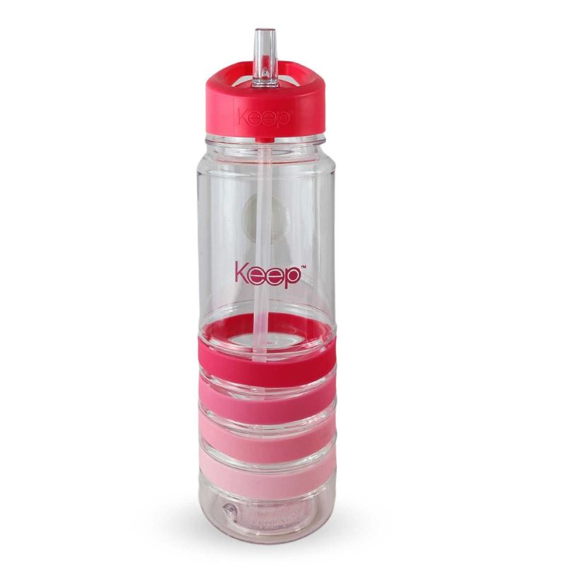 KEEP - Botella Keep Bandas Colores 750 ml Agua Bebidas Deporte Rosa